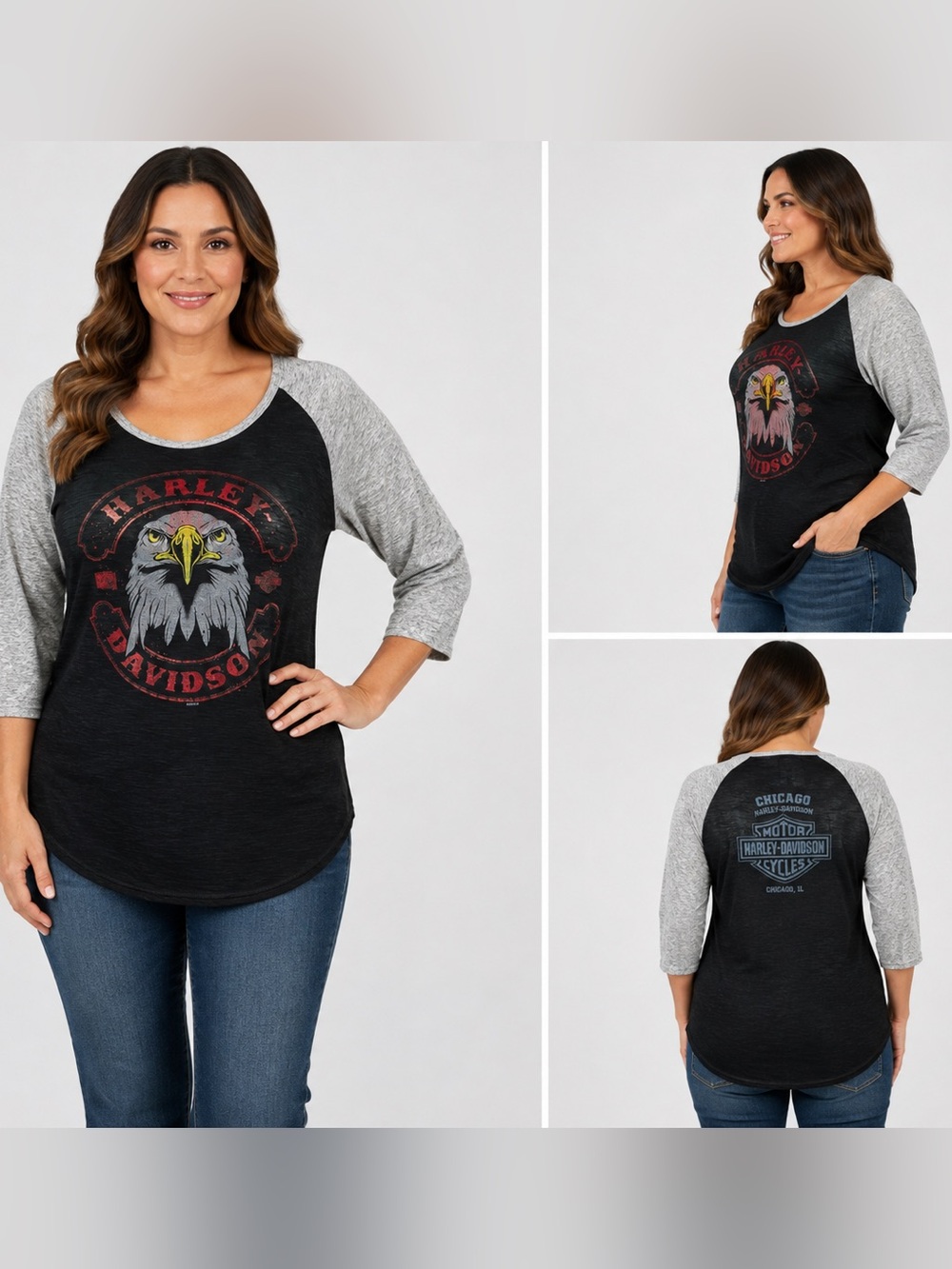Harley-Davidson Chicago Eagle Raglan Tee XL
